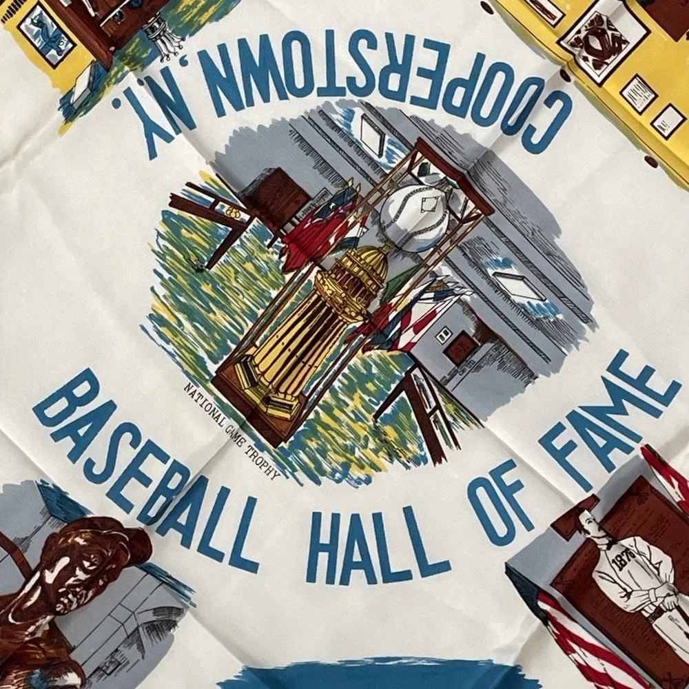 Rare Vintage Baseball Hall of Fame Cooperstown NY Souvenir Scarf NEW 29